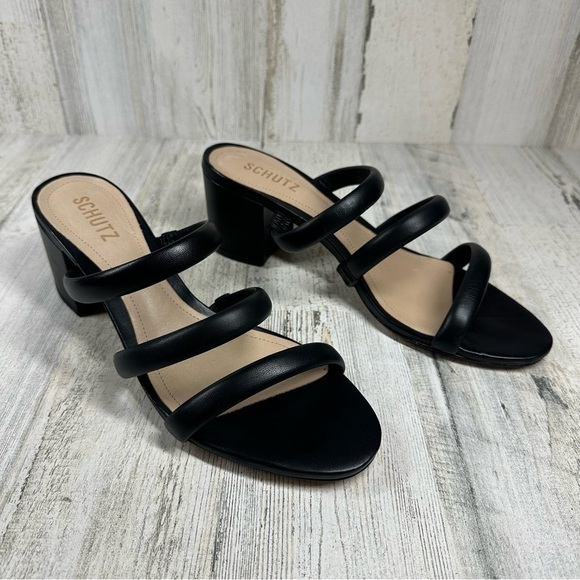 New Schutz Olly Strappy Block Heel Sandal in Blacke #789 - Picture 5 of 12